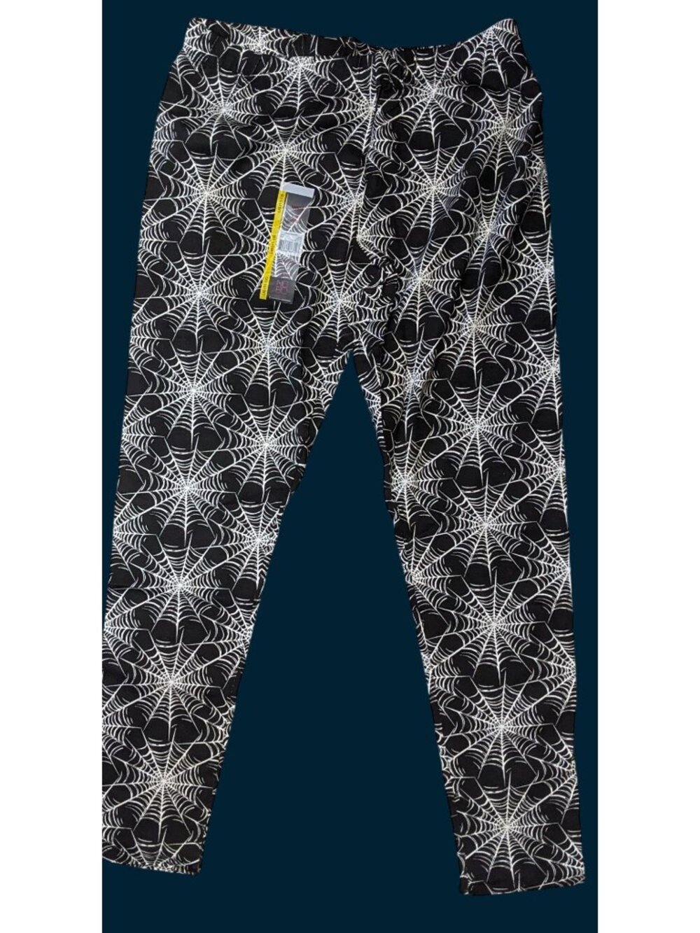 No Boundaries Gothic Spider Web Leggings Size Large 11/13 Black & White Stretchy